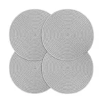 Cotton Dining Table Round Placemat Mats Set of 4 (Grey) - Image 3