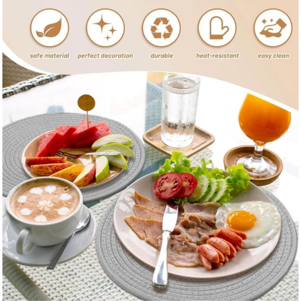 PID-66461-Cotton-Pack-Of-1-Dining-Table-Round-Placemat-Mats-Set-of-4-Grey-3-1000x1000-1.webp Cotton Dining Table Round Placemat Mats Set of 4 (Grey) - Image 1