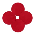 Cotton Dining Table Round Placemat Mats Set of 4 (Red) - Image 4