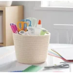 Cotton Pack Of_2 White Pen Holder Storage Basket For Clothes (White) - Image 2