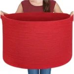 Cotton Pack Of_1 14x12 Inch Storage Basket For Clothes With Out Lid (Red) - Image 4