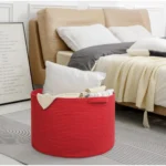 Cotton Pack Of_1 14x12 Inch Storage Basket For Clothes With Out Lid (Red) - Image 3