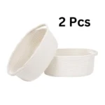 Cotton 10x7x4 Inch2 Pcs Oval Storage Basket For Clothes (White) - Image 3