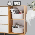 Cotton 10x7x4 Inch2 Pcs Oval Storage Basket For Clothes (White)