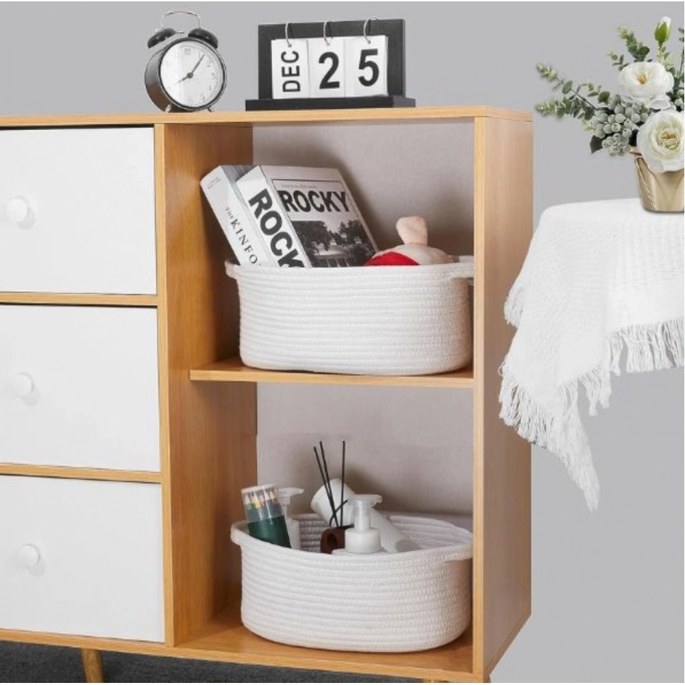 PID-66465-Cotton-Pack-Of-1-10x7x4-Inch2-Pcs-Oval-Storage-Basket-For-Clothes-White-2-1000x1000-1.webp Cotton 10x7x4 Inch2 Pcs Oval Storage Basket For Clothes (White) - Image 1