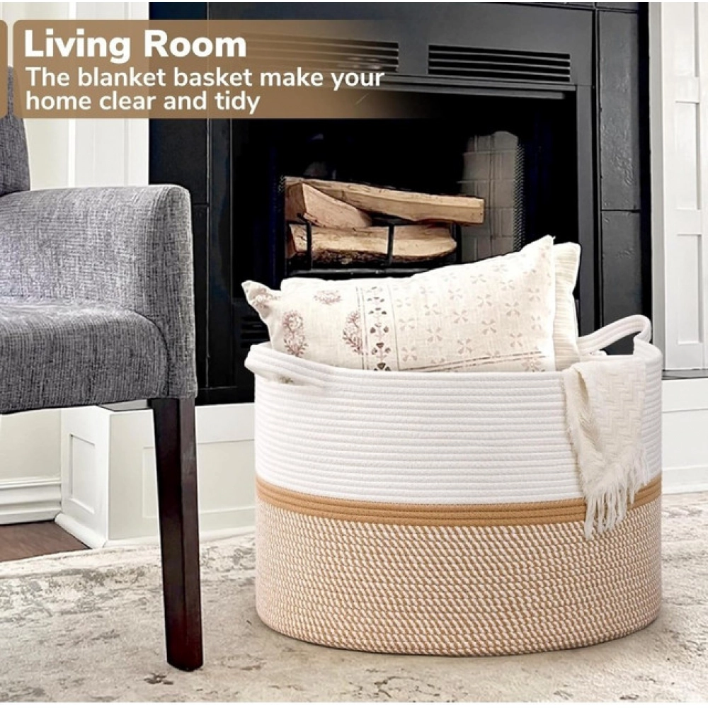 PID-66466-Cotton-Pack-Of-1-Dori-16x14-Inch-Storage-Basket-For-Clothes-With-Out-Lid-White-Beige-Whi-1000x1000-1.webp Cotton Dori 16x14 Inch Storage Basket For Clothes With Out Lid (White-Beige-White) - Image 1