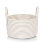 Cotton Pack Of_1 Basket 7x5 Inch Storage Basket For Clothes (White) - Image 3