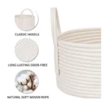 Cotton Pack Of_1 Basket 7x5 Inch Storage Basket For Clothes (White) - Image 2