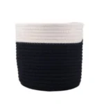 Cotton Flower Pot With Out Lid (White-Black) - Image 3