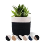 Cotton Flower Pot With Out Lid (White-Black)