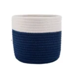 Cotton Flower Pot With Out Lid (White-Blue) - Image 3