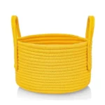 Cotton Pack Of_1 Basket 7x5 Inch Storage Basket For Clothes (Yellow) - Image 3