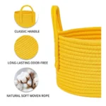 Cotton Pack Of_1 Basket 7x5 Inch Storage Basket For Clothes (Yellow) - Image 2