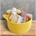 Cotton Pack Of_1 Plain Cat Basket 9x5 Inch (Yellow) - Image 2