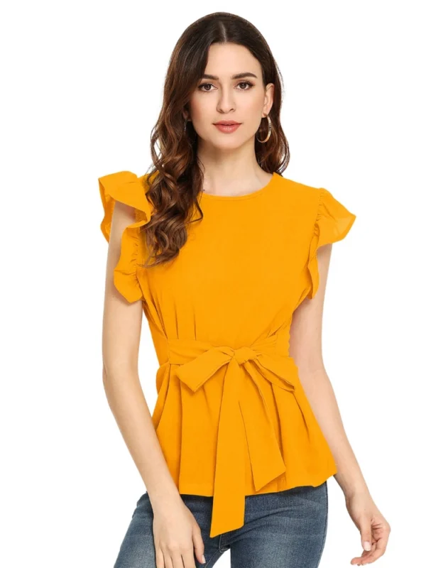 Women's Western Wear Hosiery T Shirts (Yellow)