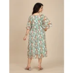 Women's Georgette Printed Round Neck Short Sleeve Dress (Multicolor) - Image 6