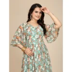 Women's Georgette Printed Round Neck Short Sleeve Dress (Multicolor) - Image 5
