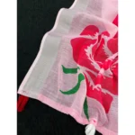 Women's Linen Cotton  Printed Saree With Unstitched Blouse 5.5Mtr (Pink) - Image 3
