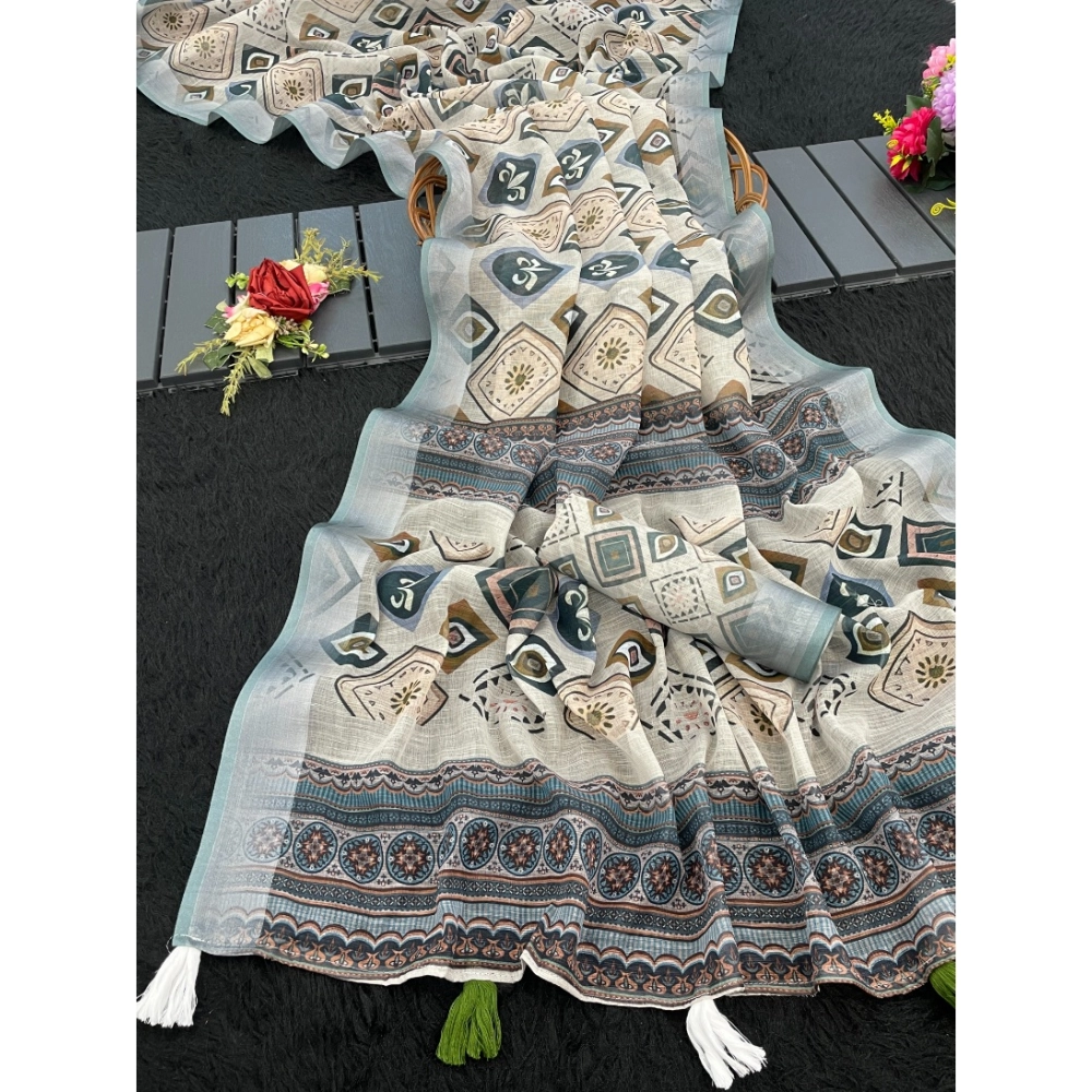 PID-63881-Women-s-Linen-Cotton-Printed-Saree-With-Unstitched-Blouse-5-5-Mtr-Grey-1-1000x1000-1.webp Women's Linen Cotton Printed Saree With Unstitched Blouse 5.5Mtr (Grey) - Image 1