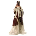 Women's Silk Embroidered 3/4th Sleeve V-Neck Kurti With Sharara Pant and Dupatta Set (Cream & Brown) - Image 5