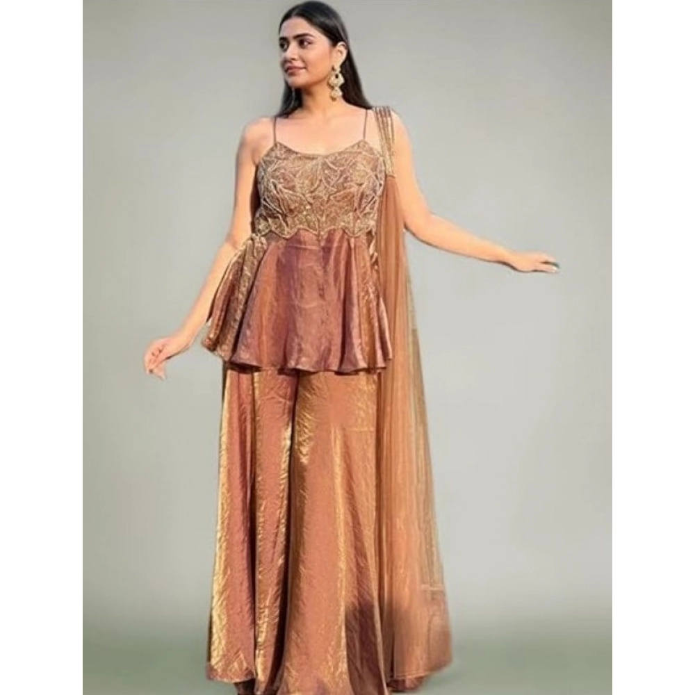 PID-66489-Women-s-Silk-Embroidered-Sleeveless-Round-Kurti-With-Palazzo-and-Dupatta-Set-Brown-1-1000x1000-1.webp Women's Silk Embroidered Sleeveless Round Kurti With Palazzo Pant and Dupatta Set (Brown) - Image 1