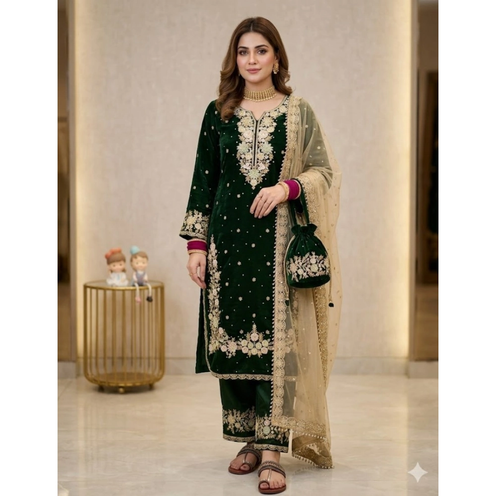 PID-66494-Women-s-Silk-Embroidered-3-4th-Sleeve-Round-Kurti-With-Palazzo-and-Dupatta-Set-Dark-Gree-1000x1000-1.webp Women's Silk Embroidered 3/4th Sleeve Round Kurti With Palazzo Pant and Dupatta Set (Dark Green) - Image 1