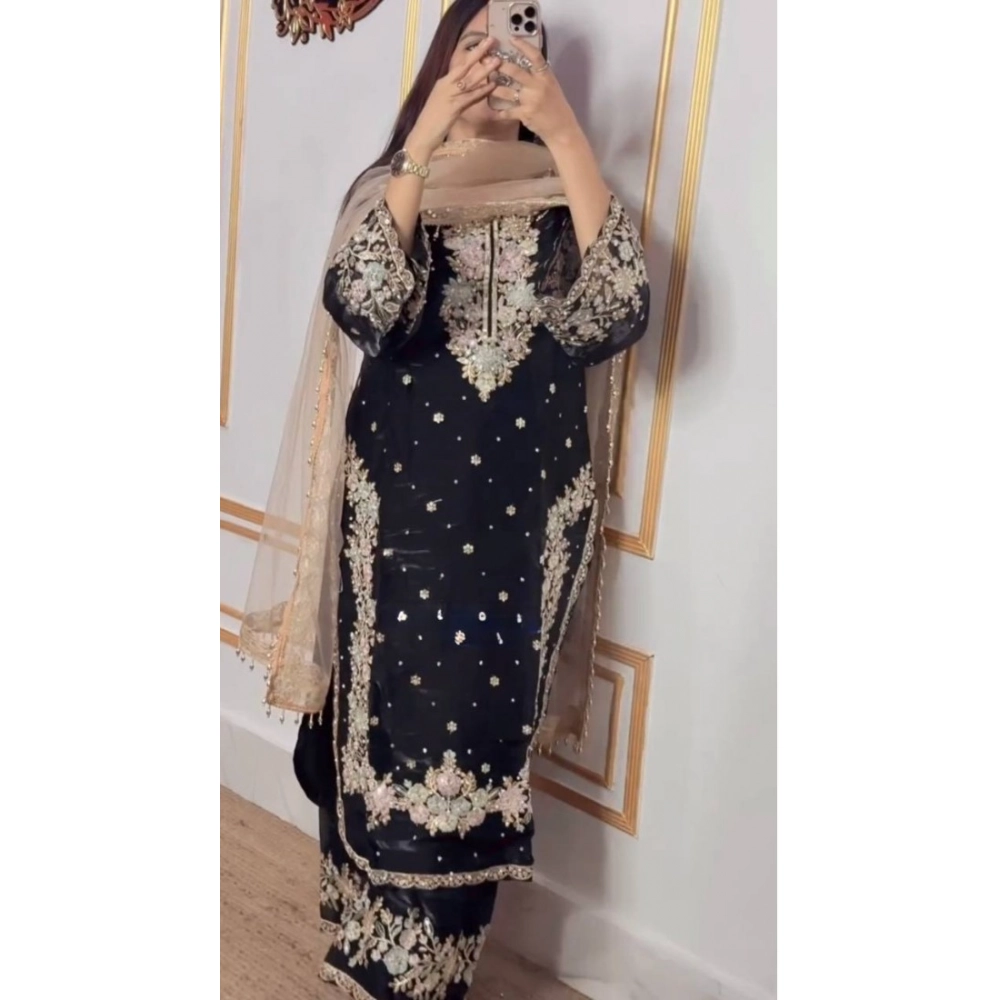 PID-66504-Women-s-Silk-Embroidered-3-4th-Sleeve-Round-Readymade-Kurti-With-Palazzo-and-Dupatta-Set-1000x1000-2.webp Women's Silk Embroidered 3/4th Sleeve Round Readymade Kurti With Palazzo Pant and Dupatta Set (Black) - Image 1