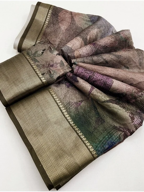 Women's Cotton Silk Printed Saree With Unstitched Blouse 5.5Mtr (Multicolor)
