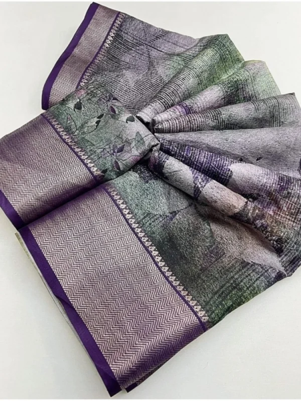 Women's Cotton Silk Printed Saree With Unstitched Blouse 5.5Mtr (Multicolor)