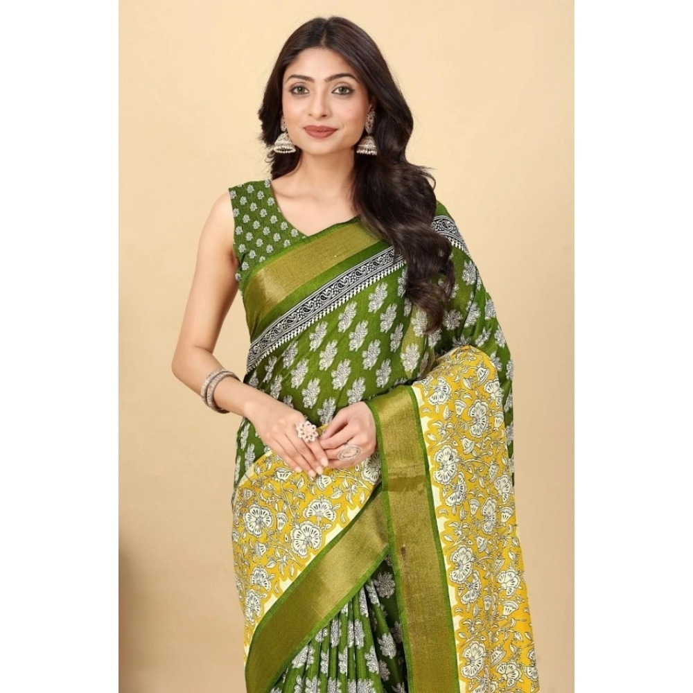 PID-66521-Women-s-Cotton-Blend-Printed-Saree-With-Unstitched-Blouse-5-5-Mtr-Green-1-1000x1000-1.webp Women's Cotton Blend Printed Saree With Unstitched Blouse 5.5Mtr (Mehandi) - Image 1