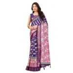 Women's Cotton Blend Printed Saree With Unstitched Blouse 5.5Mtr (Purple) - Image 6