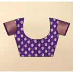 Women's Cotton Blend Printed Saree With Unstitched Blouse 5.5Mtr (Purple) - Image 3