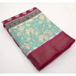 Women's Cotton Blend Printed Saree With Unstitched Blouse 5.5Mtr (Multicolor) - Image 5