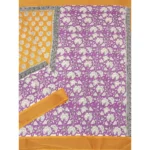 Women's Cotton Blend Printed Saree With Unstitched Blouse 5.5Mtr (Yellow) - Image 4