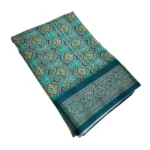 Women's Cotton Blend Printed Saree With Unstitched Blouse 5.5Mtr (Rama) - Image 5