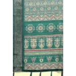 Women's Cotton Blend Printed Saree With Unstitched Blouse 5.5Mtr (Rama) - Image 3