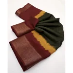 Women's Cotton Silk Solid Saree With Unstitched Blouse 5.5Mtr (Multicolor) - Image 2