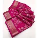 Women's Cotton Silk Floral Printed Saree With Unstitched Blouse 5.5Mtr (Pink) - Image 2
