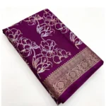 Women's Cotton Silk Floral Printed Saree With Unstitched Blouse 5.5Mtr (Wine) - Image 5