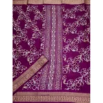 Women's Cotton Silk Floral Printed Saree With Unstitched Blouse 5.5Mtr (Wine) - Image 4