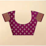 Women's Cotton Silk Floral Printed Saree With Unstitched Blouse 5.5Mtr (Wine) - Image 3
