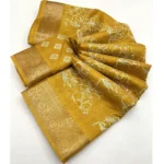 Women's Cotton Silk Floral Printed Saree With Unstitched Blouse 5.5Mtr (Yellow) - Image 2
