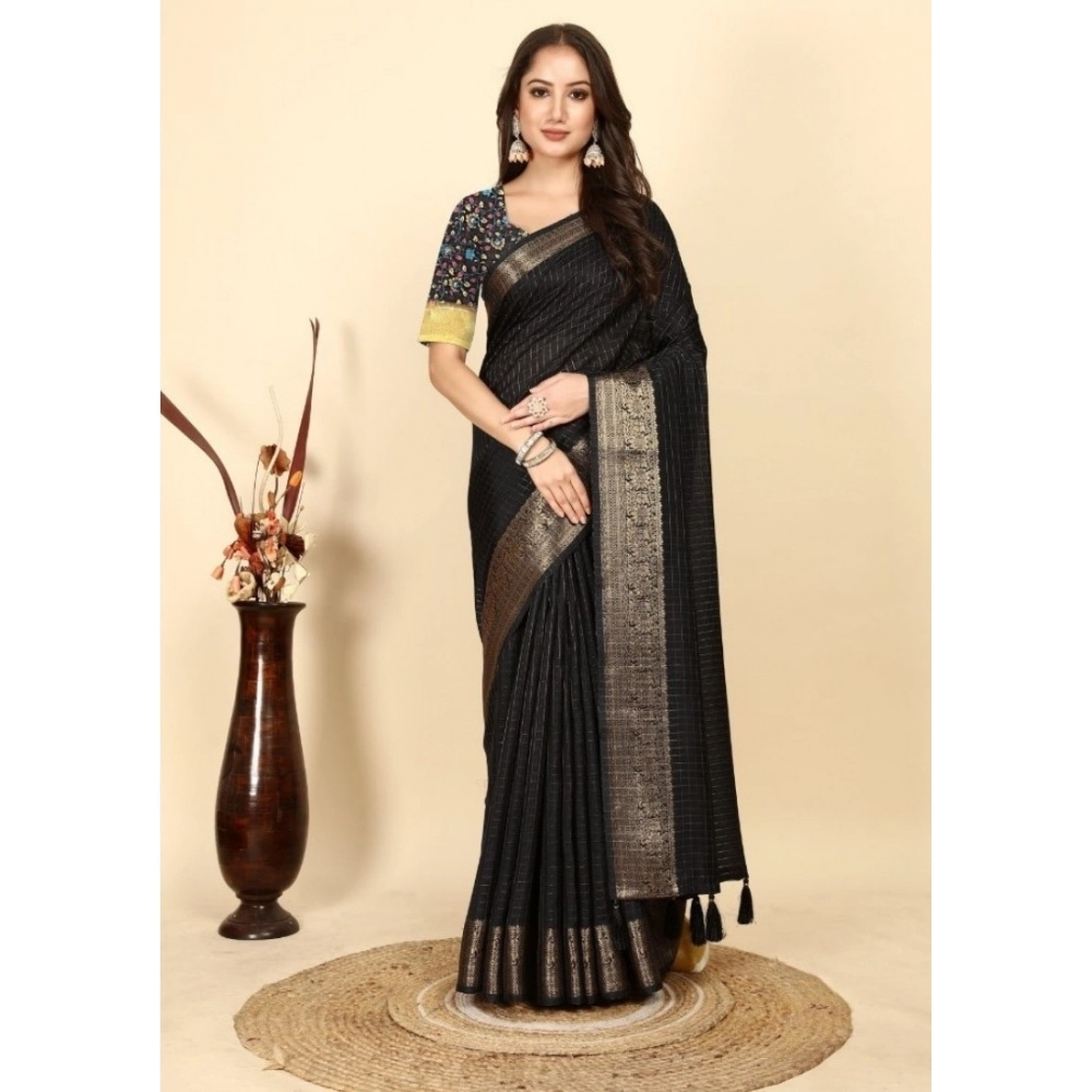 PID-66545-Women-s-Cotton-Blend-Checkered-Saree-With-Unstitched-Blouse-5-5-Mtr-Black-1-1000x1000-1.webp Women's Cotton Blend Checkered Saree With Unstitched Blouse 5.5Mtr (Black) - Image 1