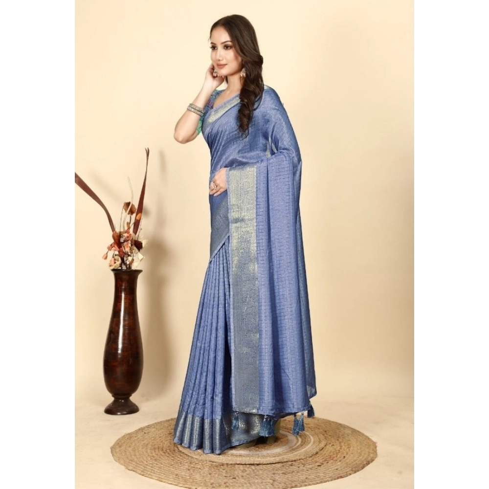 PID-66546-Women-s-Cotton-Blend-Checkered-Saree-With-Unstitched-Blouse-5-5-Mtr-Blue-1-1000x1000-1.webp Women's Cotton Blend Checkered Saree With Unstitched Blouse 5.5Mtr (Blue) - Image 1