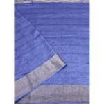 Women's Cotton Blend Checkered Saree With Unstitched Blouse 5.5Mtr (Blue) - Image 4