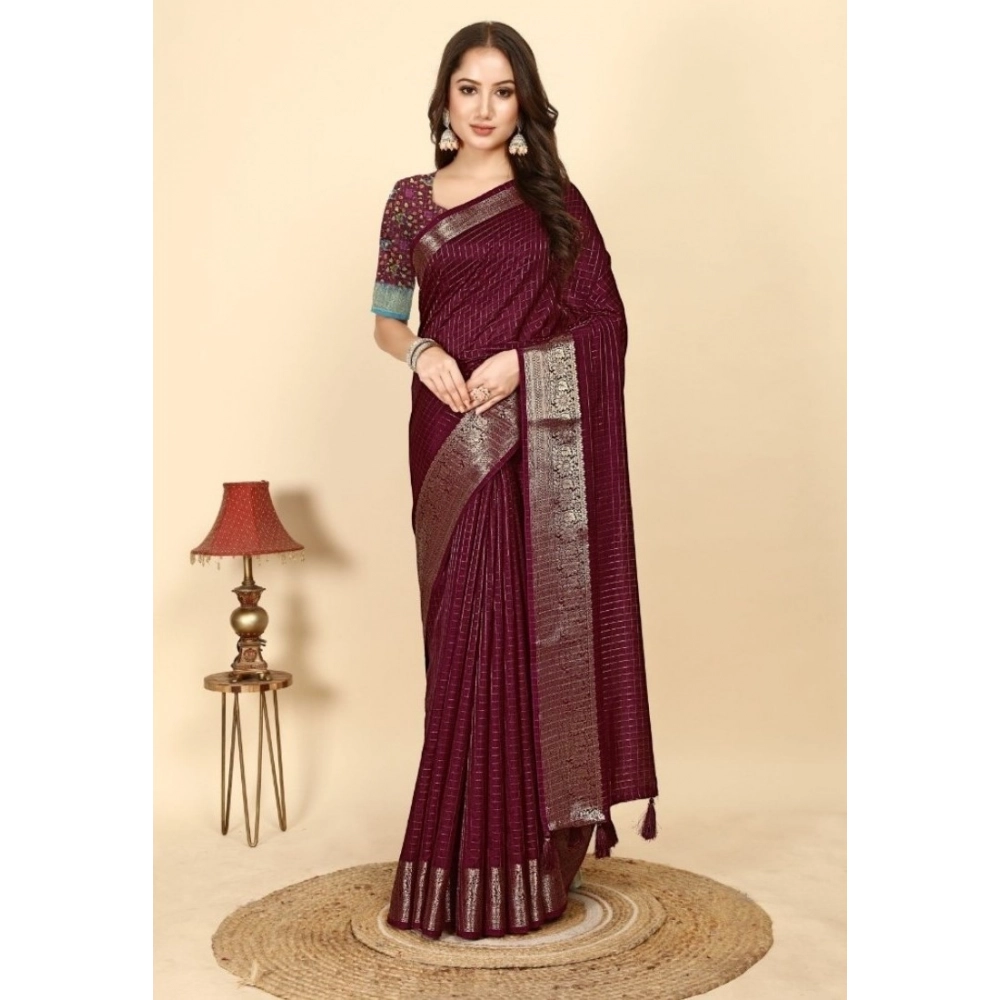 PID-66547-Women-s-Cotton-Blend-Checkered-Saree-With-Unstitched-Blouse-5-5-Mtr-Maroon-1-1000x1000-1.webp Women's Cotton Blend Checkered Saree With Unstitched Blouse 5.5Mtr (Maroon) - Image 1