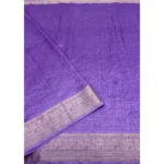 Women's Cotton Blend Checkered Saree With Unstitched Blouse 5.5Mtr (Purple) - Image 3