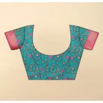 Women's Cotton Blend Checkered Saree With Unstitched Blouse 5.5Mtr (Rama) - Image 2