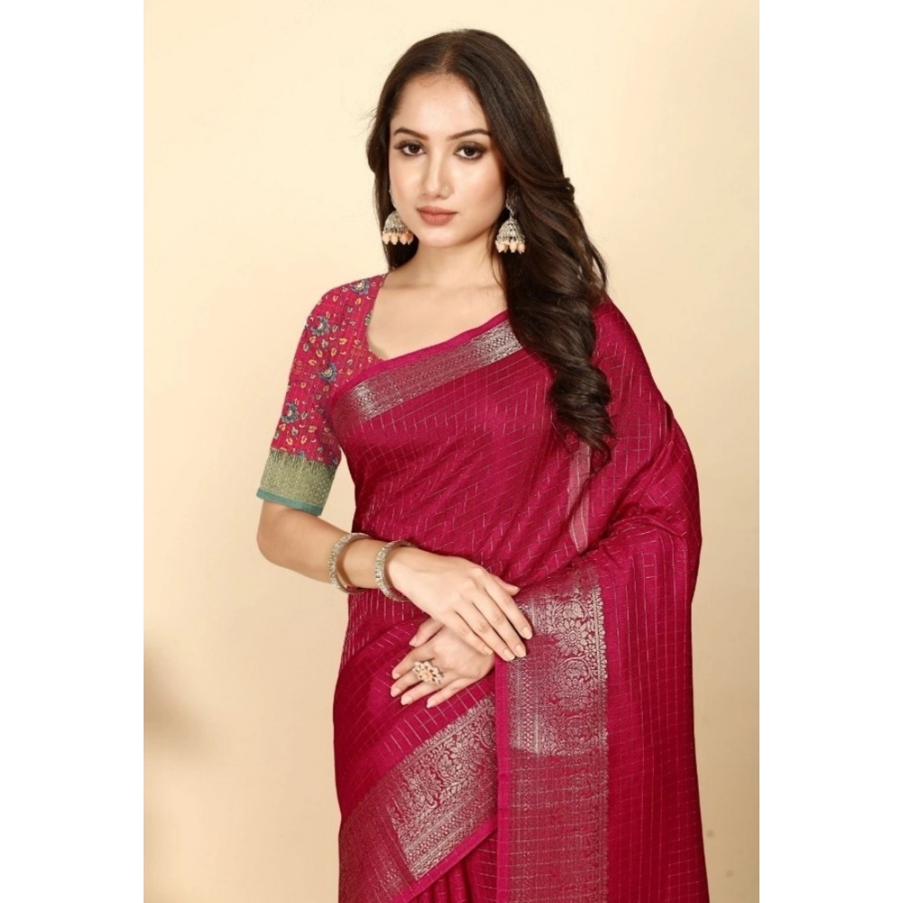 PID-66551-Women-s-Cotton-Blend-Checkered-Saree-With-Unstitched-Blouse-5-5-Mtr-Red-1-1000x1000-1.webp Women's Cotton Blend Checkered Saree With Unstitched Blouse 5.5Mtr (Red) - Image 1