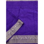 Women's Cotton Blend Checkered Saree With Unstitched Blouse 5.5Mtr (Royal Blue) - Image 3